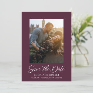Klassisches lila Foto Elegante Hochzeit Save The Date