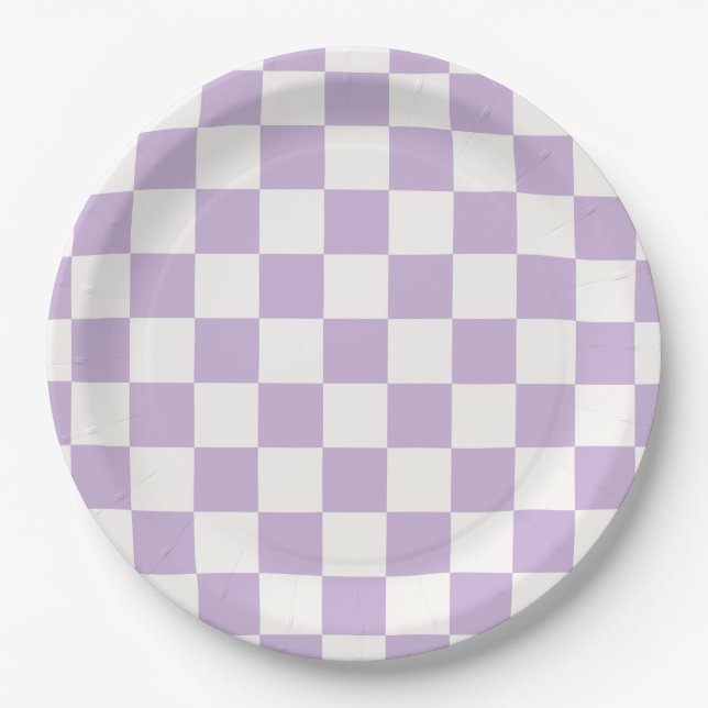 Klassisches lila Gingham-Picknick Pappteller (Vorderseite)