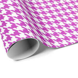 Klassisches lila-weißes Houndstooth-Muster  Geschenkpapier
