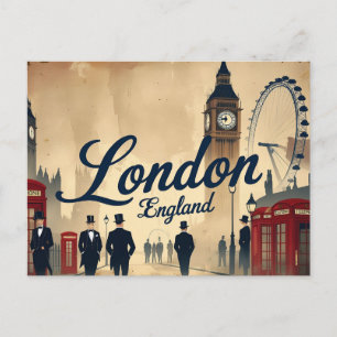 Klassisches London im Retro-Look Postkarte