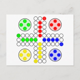 Klassisches Ludo-Brettspiel Postkarte