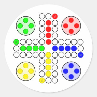 Klassisches Ludo-Brettspiel Runder Aufkleber