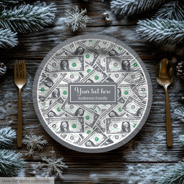 Klassisches lustiges Geschenk-Dollar-Muster person Pappteller (Funny gift modern dollar pattern personalized wrap)