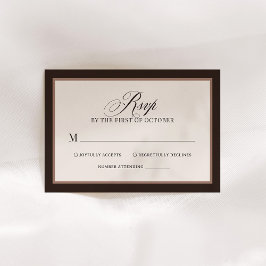 Klassisches Luxus | Elegante braune neutrale Hochz RSVP Karte
