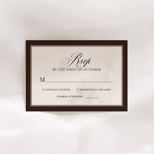 Klassisches Luxus | Elegante braune neutrale Hochz RSVP Karte (Von Creator hochgeladen)