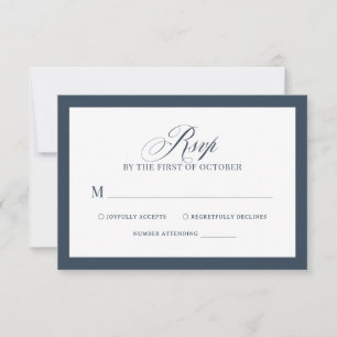 Klassisches Luxus   Elegante Navyblaue und Weiße H RSVP Karte