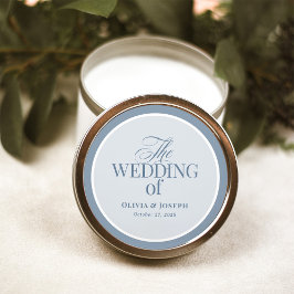 Klassisches Luxus | Elegante Staubblaue Hochzeit Runder Aufkleber