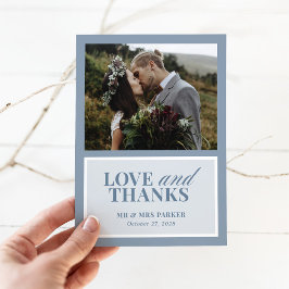 Klassisches Luxus | Elegantes Staubblaues Hochzeit Dankeskarte