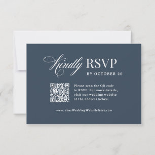 Klassisches Luxus Hochzeit mit scannbarem QR-Cod RSVP Karte