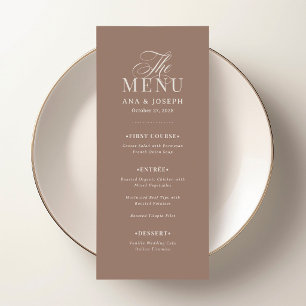 Klassisches Luxus Sanfte Mocha-Taupe-Hochzeit Menükarte