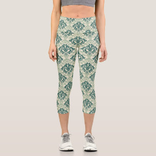 Klassisches Luxus-Zierdach-Damaskus-Muster Capri Leggings