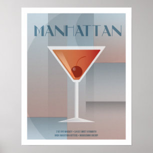 Klassisches Manhattan-Cocktail Poster
