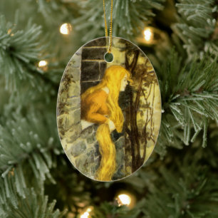 Klassisches Märchen, Rapunzel mit langen blonden H Keramik Ornament