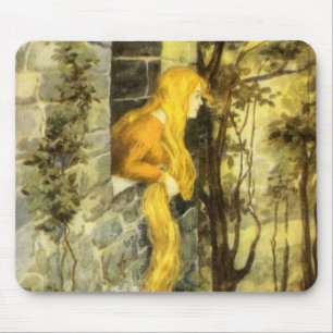 Klassisches Märchen, Rapunzel mit langen blonden H Mousepad
