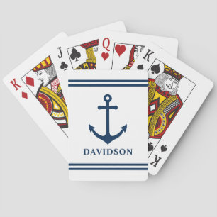 Klassisches Marine-Anker-Nachnamen-Monogramm Spielkarten