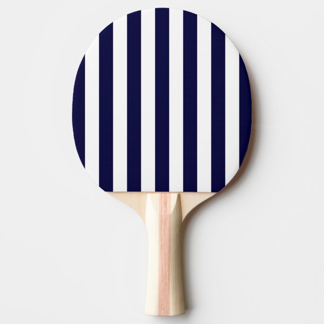 Klassisches Marine-Blau-und Weiß-Streifen-Muster Tischtennis Schläger (Vorderseite)