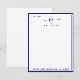 Klassisches Marineweiß vom Schreibtisch der Note C Dankeskarte