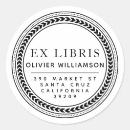 Klassisches Maskuline Frame Ex Libris Buchzeichen Runder Aufkleber