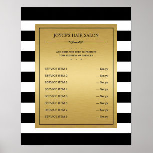Klassisches Menü des Schwarz-weiß Stripes Gold Ser Poster