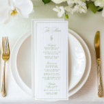 Klassisches Menü für Groß und Klein Menükarte<br><div class="desc">Dieses elegante Hochzeitsmenü bietet einen weichen, beige gestreiften Hintergrund gepaart mit raffinierter, grün serf Typografie und zarten Schriftzeichen-Akzenten. Entworfen für Gartenhochzeiten, formelle Empfänge im Freien und zeitlose Feiern. Auf der Rückseite befinden sich individuell anpassbare Initialen (bei Bedarf löschen), die eine personalisierte Touch für Ihre Veranstaltung bieten. Vollständig editierbar mit Ihren...</div>