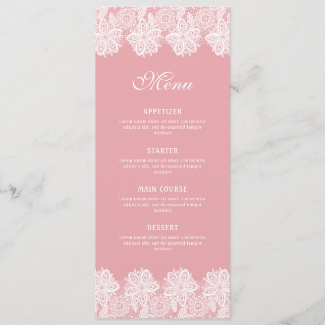 Klassisches Menü mit weißer Spitze Menükarte (Vorderseite)