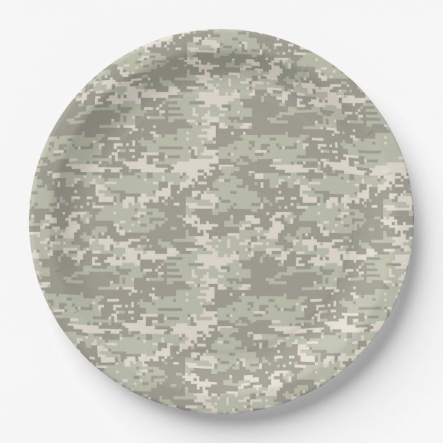 Klassisches Militärdigital-Camouflage-Muster Pappteller (Vorderseite)