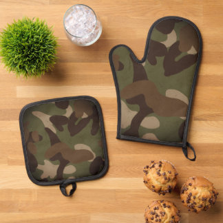 Klassisches militärisches Tarnmuster Ofenhandschuh & Topflappen-Set
