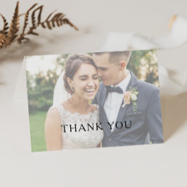 Klassisches Minimalistisch geklapptes Foto an der  Dankeskarte