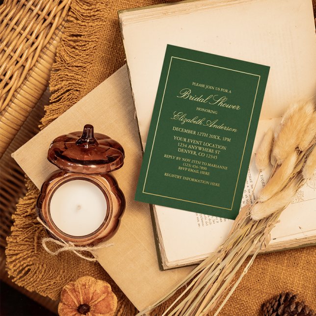 Klassisches Minimalistisch grünes Brautparty Folieneinladung (Von Creator hochgeladen)