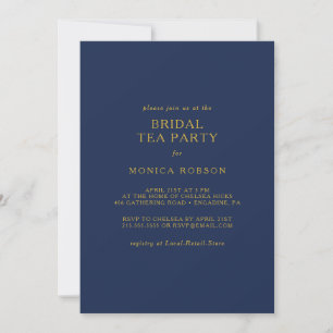 Klassisches Minimalistisch Navy Blue Gold Bridal T Einladung