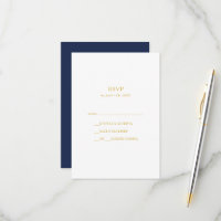 Klassisches Minimalistisch Navy Blue | Gold RSVP C