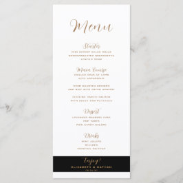 Klassisches Minimalistisches Black & Gold-Hochzeit Menükarte