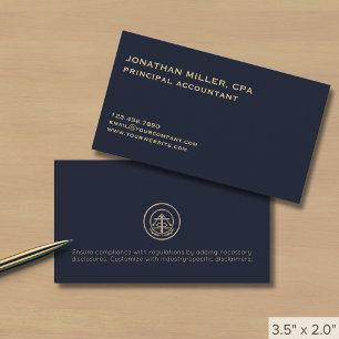 Klassisches Minimalistisches Blue-Gold-Siegel-Logo Visitenkarte