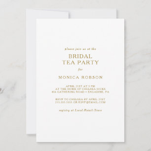 Klassisches Minimalistisches Gold Bridal Tea Party Einladung