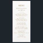 Klassisches Minimalistisches Goldfestival Menükarte<br><div class="desc">Dieses klassische,  minimalistisch vergoldete Dinner-Menü ist ideal für eine einfache und elegante Hochzeit. Die Vintage Typografie verleiht ihr eine klassische formale Touch. Behalt es so,  wie es ist,  oder wähle es aus,  um es mit Kunstwerken oder Grafiken deiner Wahl zu personalisieren.</div>