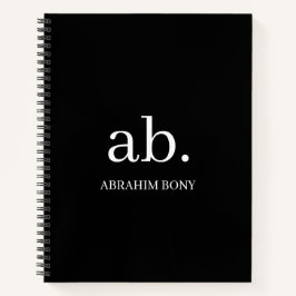 Klassisches minimalistisches Schwarz-Weiß-Monogram Notizbuch