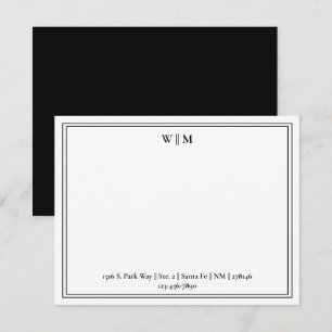 Klassisches minimalistisches Schwarz-Weiß-Rand-Mon Mitteilungskarte