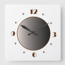 Klassisches Minimalistisches Weiß mit Tan Numerals Quadratische Wanduhr