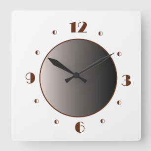 Klassisches Minimalistisches Weiß mit Tan-Zahlen Quadratische Wanduhr
