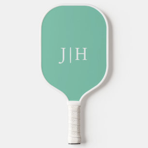Klassisches Mint/Weiß Einfaches Monogramm Minimali Pickleball Schläger