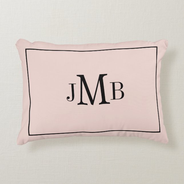 Klassisches, Mit Monogramm Rosa Akzentkissen Dekokissen (Vorderseite)