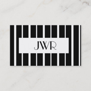 Klassisches mit Monogramm ~ Schwarzweiss-Pinstripe Visitenkarte