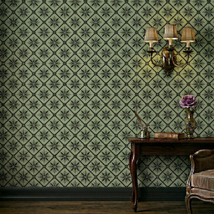 Klassisches modernes Blumen-Senf-Muster Tapete