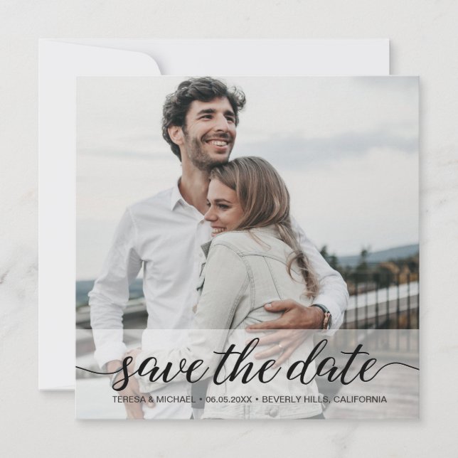 Klassisches modernes Foto Save the Date Hochzeit (Vorderseite)