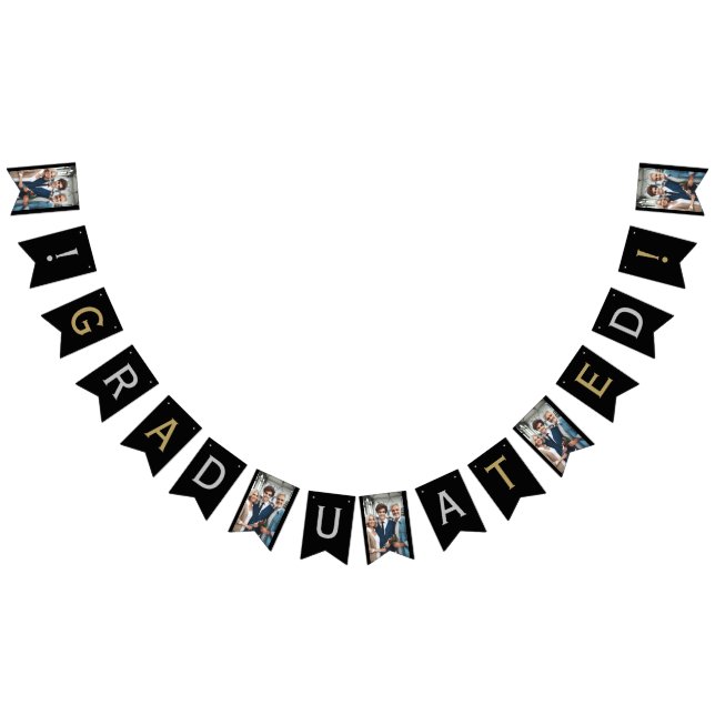 Klassisches modernes Foto Silber, Gold, Schwarz Wimpelkette (Alle)