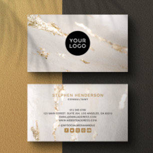 Klassisches modernes Logo mit Goldfolie & Social M Visitenkarte