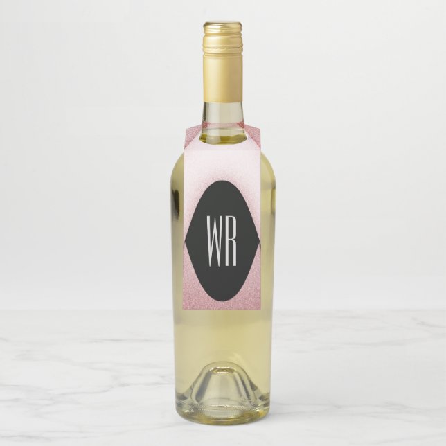 Klassisches modernes Mit Monogramm Design Flaschenanhänger (Auf Flasche)
