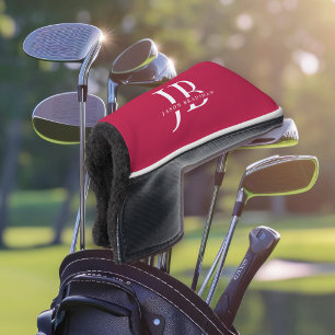 Klassisches modernes Monogramm und Name Rot Golf Headcover