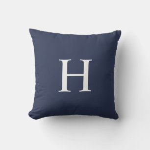 Klassisches Modernes Navy Blau Monogramm Kissen