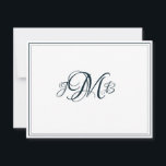 Klassisches Monogram Navy & White Blüh Script Dankeskarte<br><div class="desc">Klassisches, elegantes, berufliches Navy & Weiß Geblüht Script mit Monogramm Dankeschön-Karte, ideal für Geschäftskorrespondenz. Das sind flache Mitteilungskarten. Wenn Sie geklappte Karten gewollt haben, gehen Sie zum unteren Ende der Seite, wo es steht "Transfer dieses Design" und wählen Sie Geflossen danke Karte.</div>